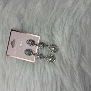 Adrienne Silver and Pearl Drop Earrings